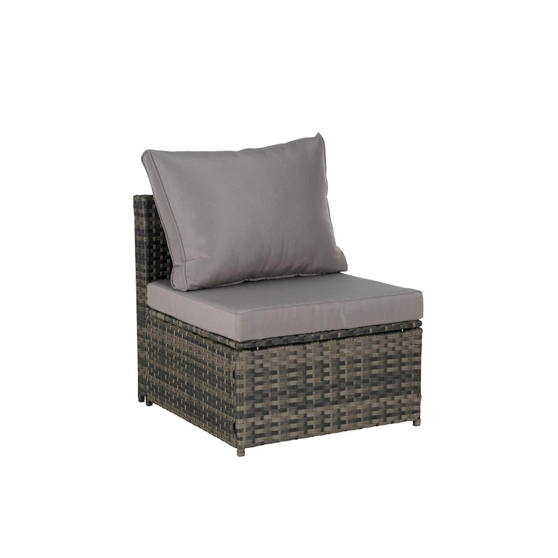 Set Divano Sezionale in Rattan 6 Pezzi con Angolo e Tavolo in Vetro