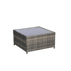 Set Divano Sezionale in Rattan 6 Pezzi con Angolo e Tavolo in Vetro