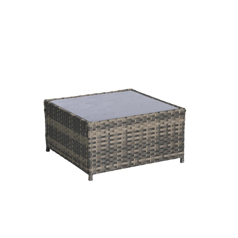 Set Divano Sezionale in Rattan 6 Pezzi con Angolo e Tavolo in Vetro