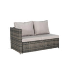 Set Divano Sezionale in Rattan 6 Pezzi con Angolo e Tavolo in Vetro