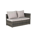 Set Divano Sezionale in Rattan 6 Pezzi con Angolo e Tavolo in Vetro