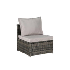 Set Divano Sezionale in Rattan 6 Pezzi con Angolo e Tavolo in Vetro