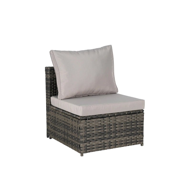 Set Divano Sezionale in Rattan 6 Pezzi con Angolo e Tavolo in Vetro