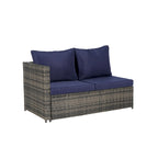 Set Divano Sezionale in Rattan 6 Pezzi con Angolo e Tavolo in Vetro