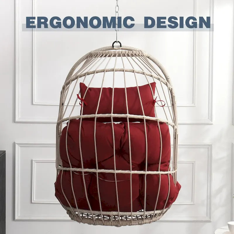Sedia a dondolo a uovo in rattan Hanging Garden per patio, camera da letto, balcone