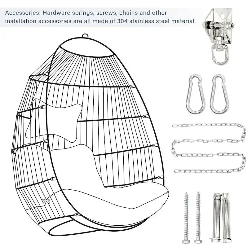 Sedia a dondolo a uovo in rattan Hanging Garden per patio, camera da letto, balcone