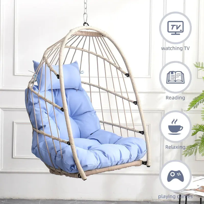 Sedia a dondolo a uovo in rattan Hanging Garden per patio, camera da letto, balcone