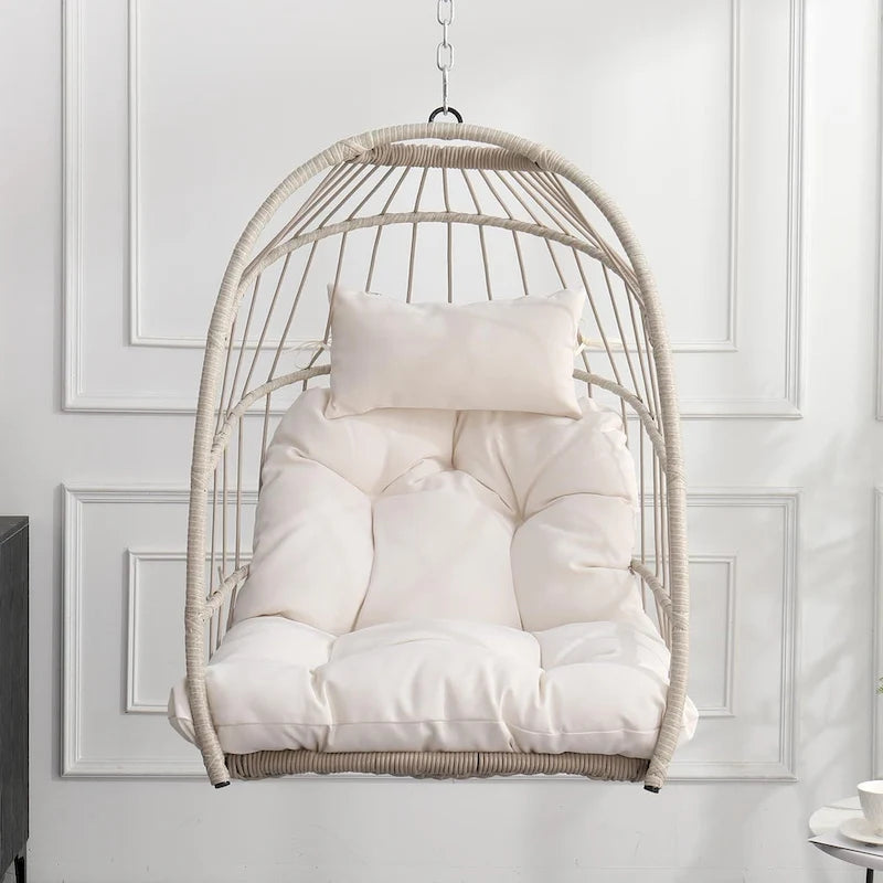 Sedia a dondolo a uovo in rattan Hanging Garden per patio, camera da letto, balcone