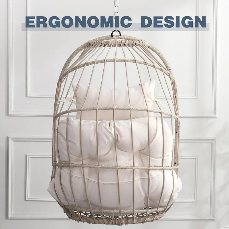 Sedia a dondolo a uovo in rattan Hanging Garden per patio, camera da letto, balcone