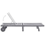 Sdraio prendisole da esterno, legno massello di acacia grigio, rotelle, 198 cm