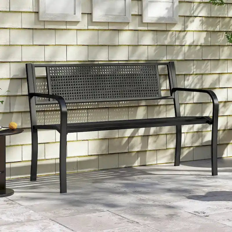Costway Panca da giardino da 50 pollici con schienale fantasia e braccioli curvi - Vedi dettagli