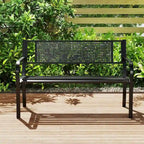 Costway Panca da giardino da 50 pollici con schienale fantasia e braccioli curvi - Vedi dettagli
