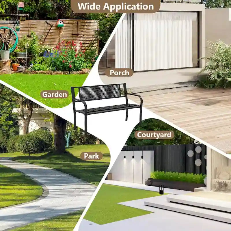 Costway Panca da giardino da 50 pollici con schienale fantasia e braccioli curvi - Vedi dettagli