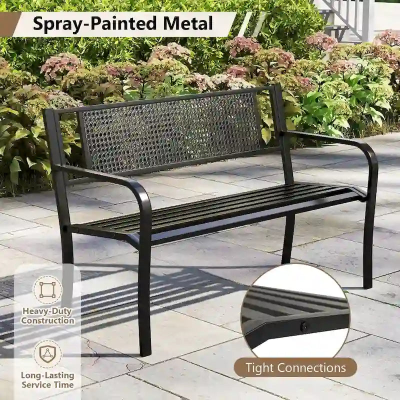 Costway Panca da giardino da 50 pollici con schienale fantasia e braccioli curvi - Vedi dettagli