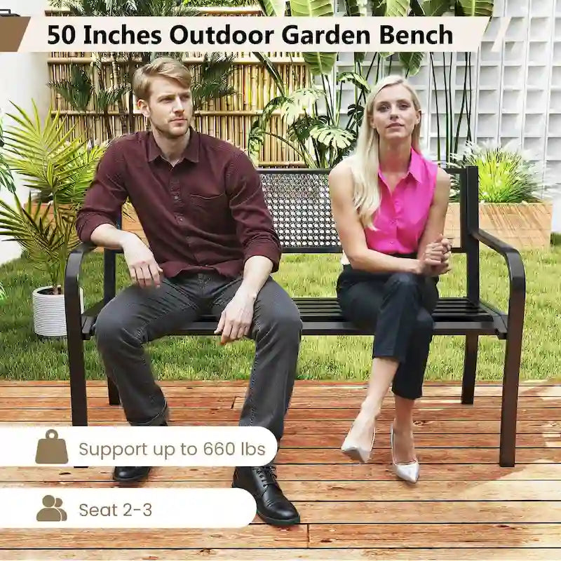 Costway Panca da giardino da 50 pollici con schienale fantasia e braccioli curvi - Vedi dettagli