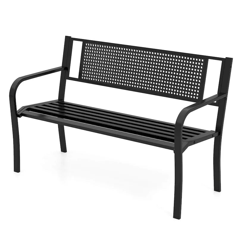 Costway Panca da giardino da 50 pollici con schienale fantasia e braccioli curvi - Vedi dettagli