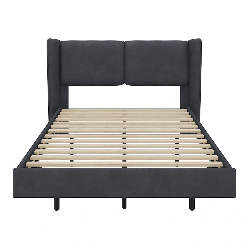 Letto Matrimoniale Queen con Piattaforma Galleggiante, Luci LED e 6 Vani Contenitore