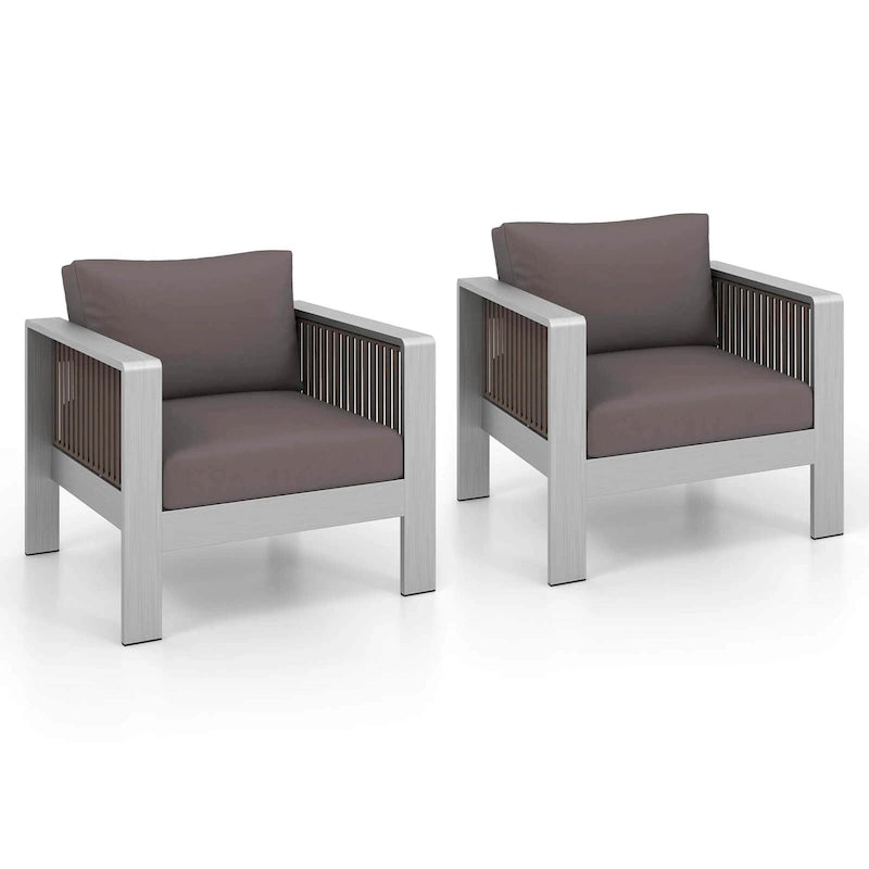 Costway Set di 2 poltrone individuali in alluminio per esterni con cuscini spessi - Vedi dettagli