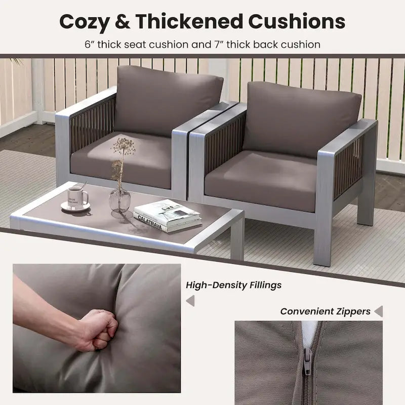 Costway Set di 2 poltrone individuali in alluminio per esterni con cuscini spessi - Vedi dettagli