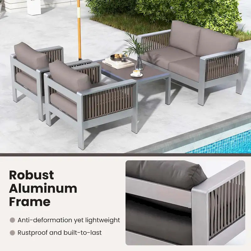 Costway Set di 2 poltrone individuali in alluminio per esterni con cuscini spessi - Vedi dettagli