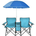 Sedia da picnic pieghevole doppia portatile con ombrellone, tavolo e borsa frigo da spiaggia