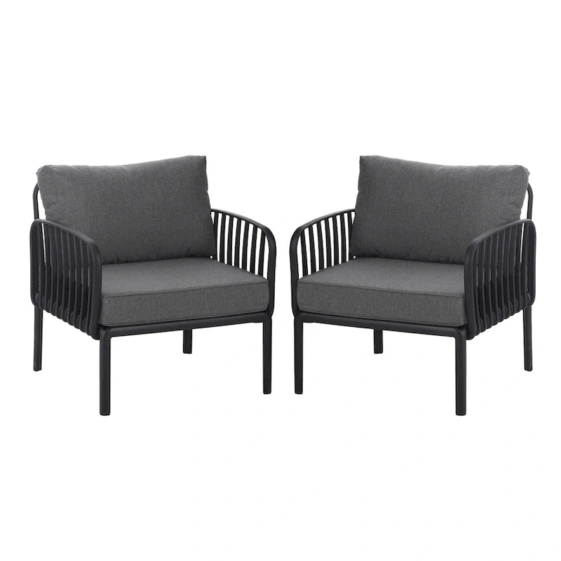 ( SET DA 2 ) Sedia da Esterno Club per Patio, Mobili Moderni da Esterno, Cuscino Spesso Impermeabile con Seduta Profonda per Portico, Balcone