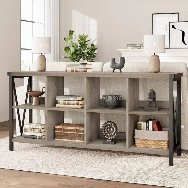 Librerie portaoggetti a cubo con 8 scomparti, libreria orizzontale a 3 ripiani in metallo