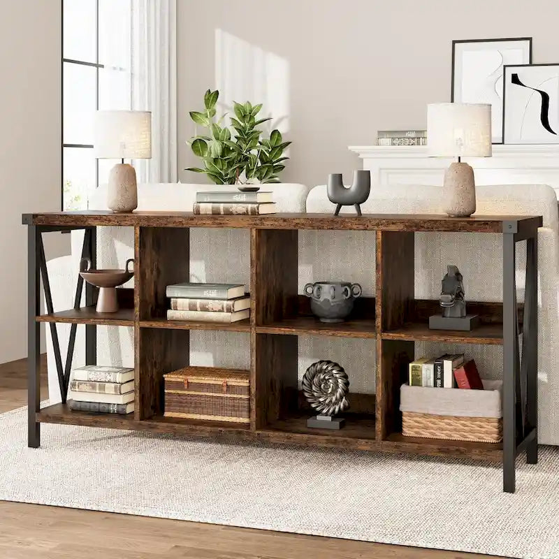 Librerie portaoggetti a cubo con 8 scomparti, libreria orizzontale a 3 ripiani in metallo