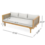 Divano Letto a 3 Posti Claremont con Braccioli in Rattan (Cuscino Grigio Chiaro)