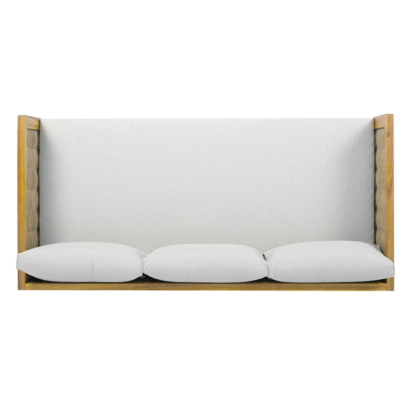 Divano Letto a 3 Posti Claremont con Braccioli in Rattan (Cuscino Grigio Chiaro)