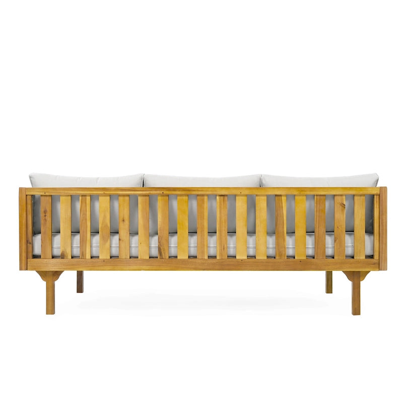 Divano Letto a 3 Posti Claremont con Braccioli in Rattan (Cuscino Grigio Chiaro)