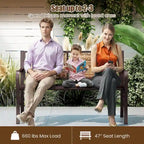 Costway Panca da giardino in metallo da 51" per 2-3 persone con schienale in rattan e curva - Vedi dettagli