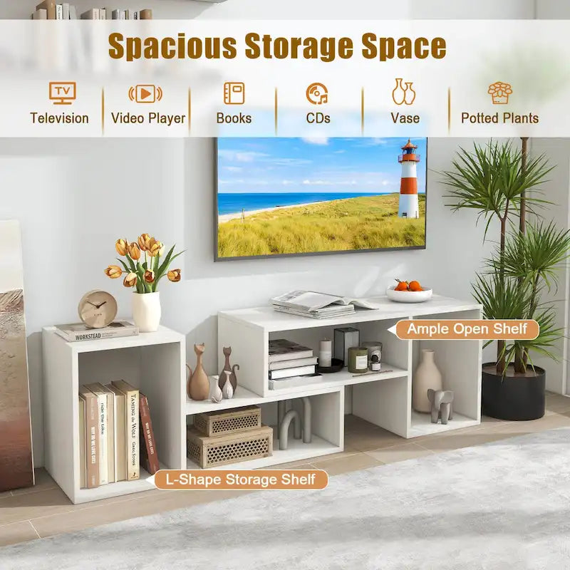 Costway Mobile TV Regolabile 2 Pezzi con Cubi Contenitori per TV fino a 55 Pollici - Vedi Dettagli