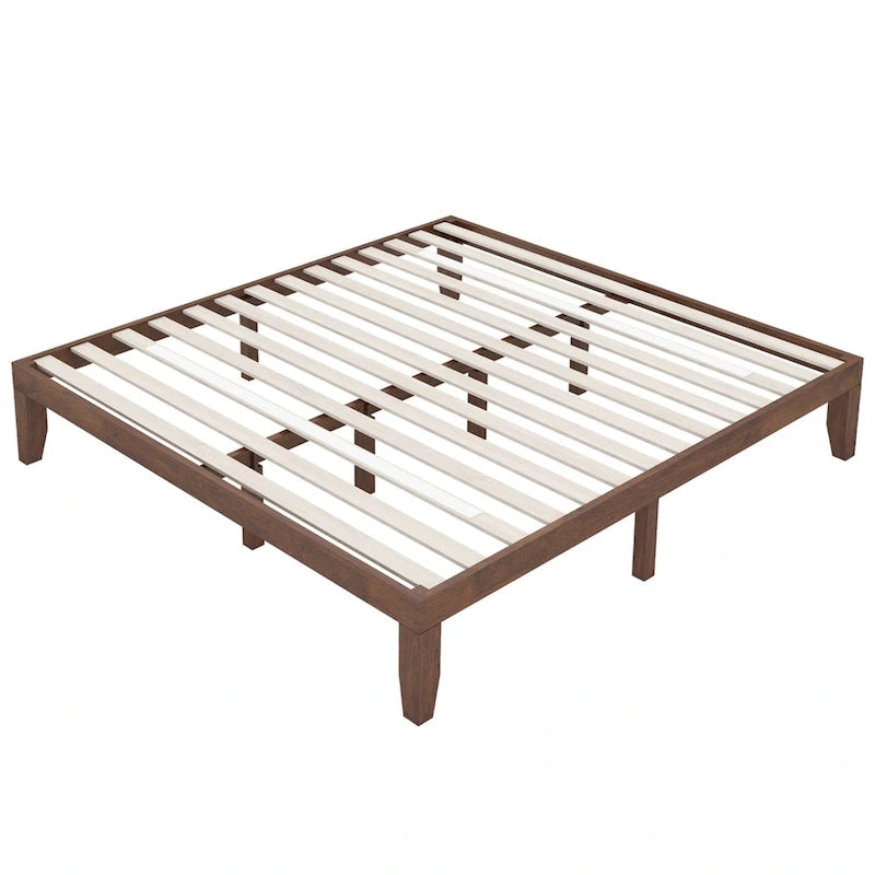 Costway Letto King Size 14 con Struttura in Legno e Doghe in Legno