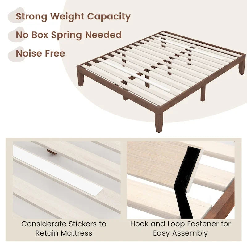 Costway Letto King Size 14 con Struttura in Legno e Doghe in Legno