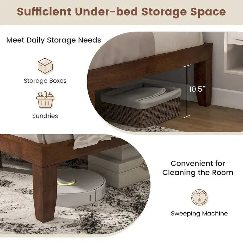 Costway Letto King Size 14 con Struttura in Legno e Doghe in Legno