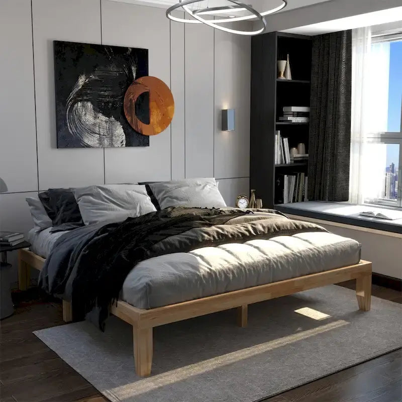 Costway Letto King Size 14 con Struttura in Legno e Doghe in Legno