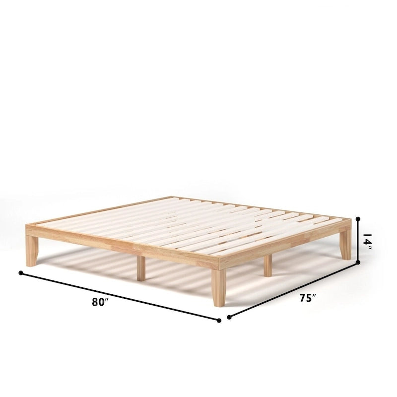 Costway Letto King Size 14 con Struttura in Legno e Doghe in Legno