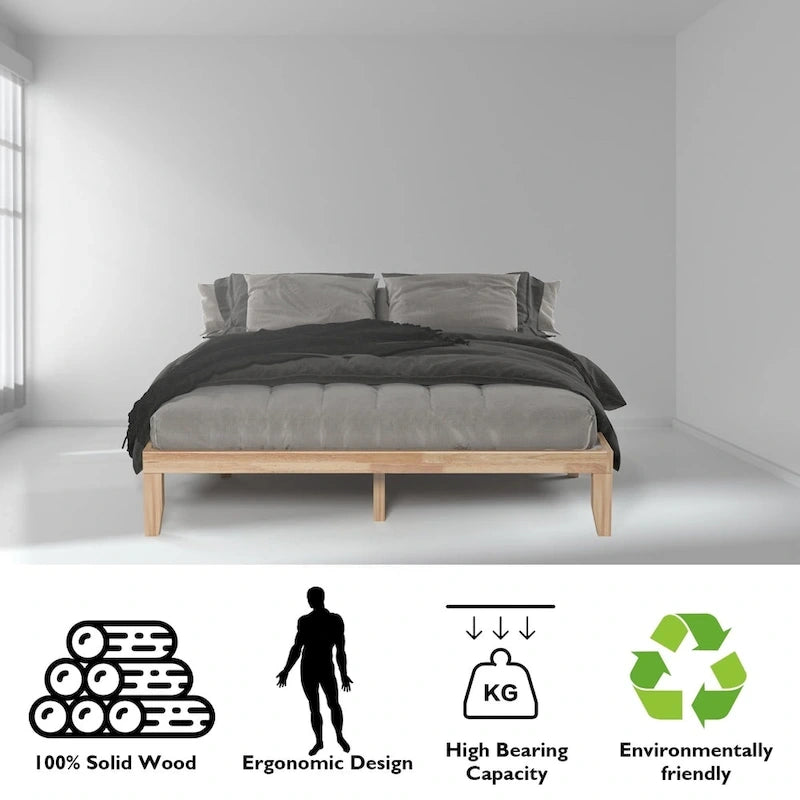 Costway Letto King Size 14 con Struttura in Legno e Doghe in Legno