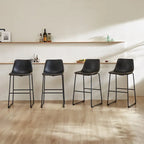 Sweetcrispy 30 Counter Height Bar Stools, Modern Faux Leather High Barstools with Back and Metal Leg, Set of 2