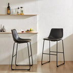 Sweetcrispy 30 Sgabelli da bar altezza bancone, moderni sgabelli alti in ecopelle con schienale e gambe in metallo, set da 2