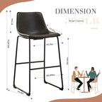 Sweetcrispy 30 Sgabelli da bar altezza bancone, moderni sgabelli alti in ecopelle con schienale e gambe in metallo, set da 2