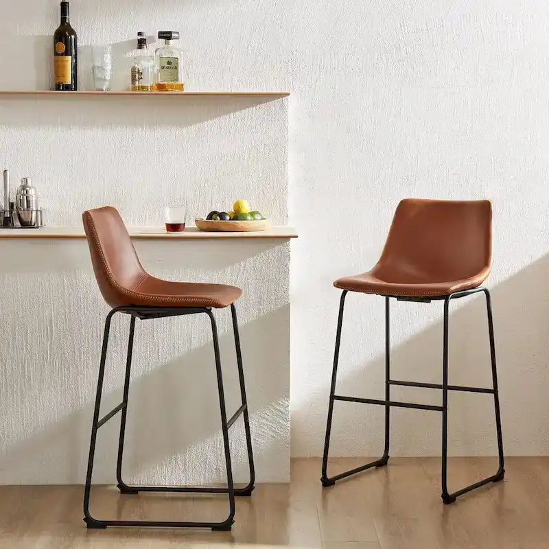 Sweetcrispy 30 Sgabelli da bar altezza bancone, moderni sgabelli alti in ecopelle con schienale e gambe in metallo, set da 2