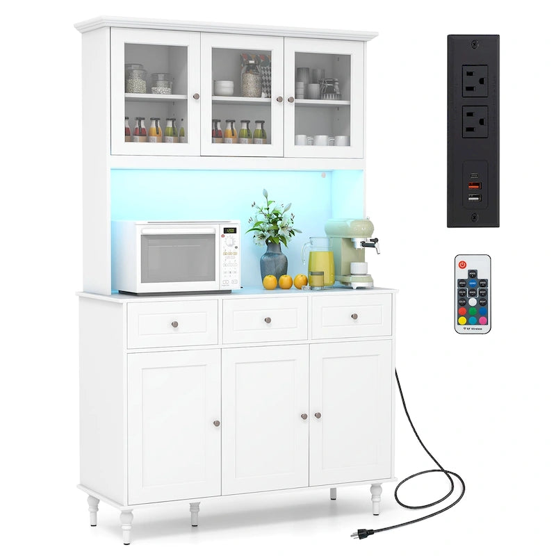 Gymax 77 Mobile Dispensa da Cucina Alta con Luci LED e