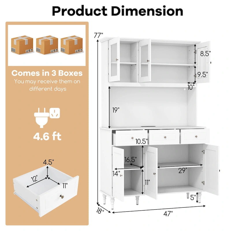 Gymax 77 Mobile Dispensa da Cucina Alta con Luci LED e