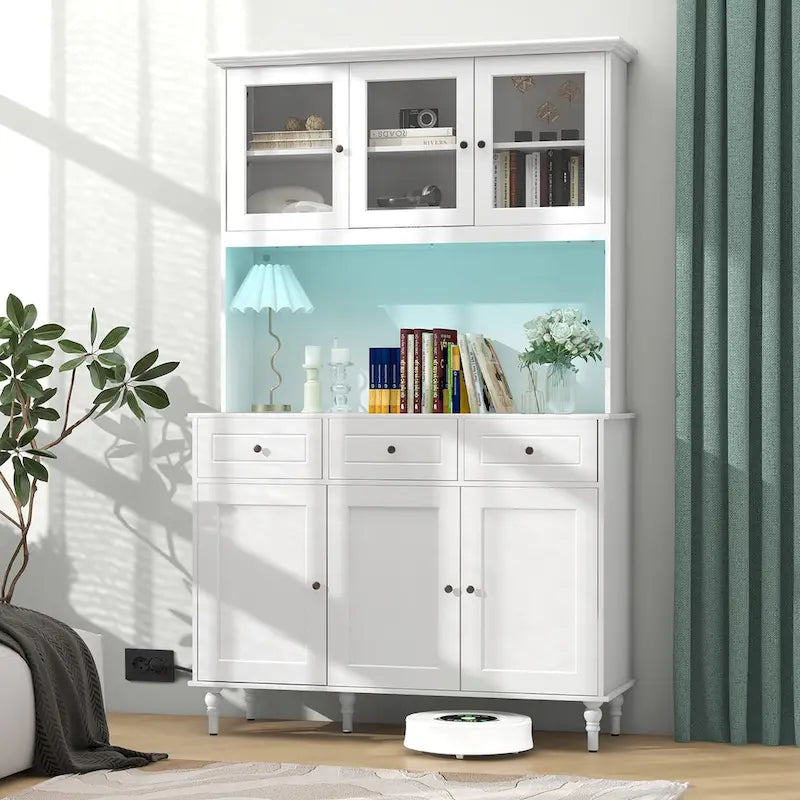 Gymax 77 Mobile Dispensa da Cucina Alta con Luci LED e
