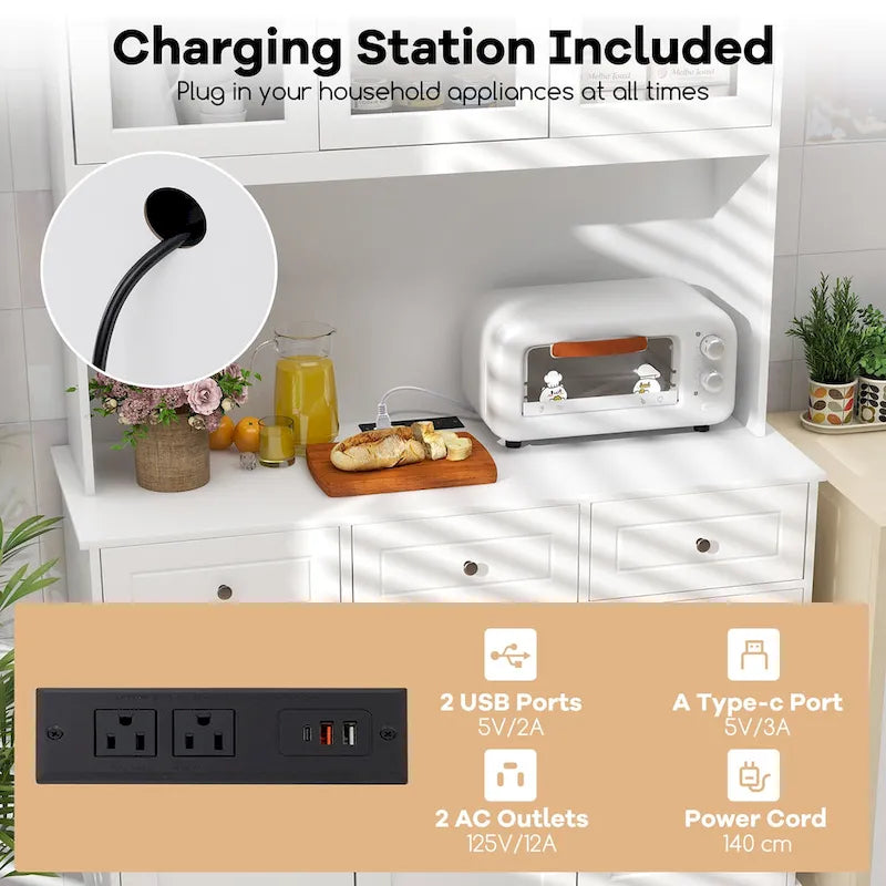 Gymax 77 Mobile Dispensa da Cucina Alta con Luci LED e