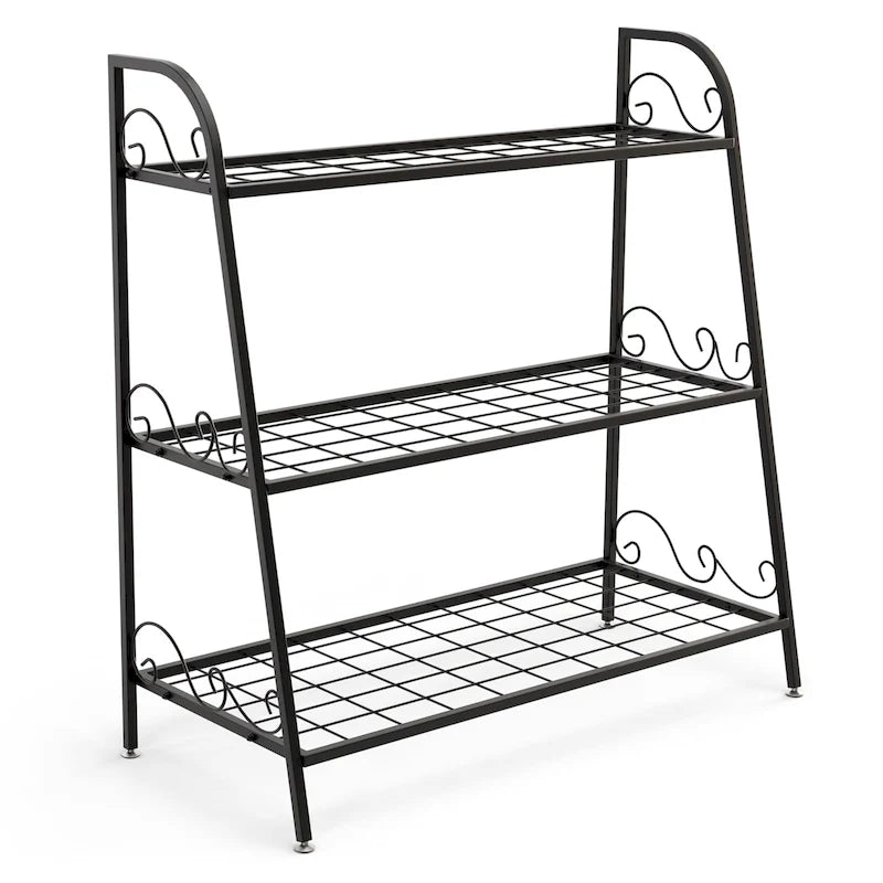 Costway Portapiante a 3 Ripiani in Metallo Scaffale per Fiori Espositore