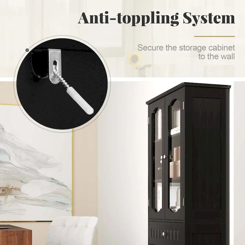 Mobile bagno alto 63" Costway con ante in vetro temperato regolabile - Vedi dettagli