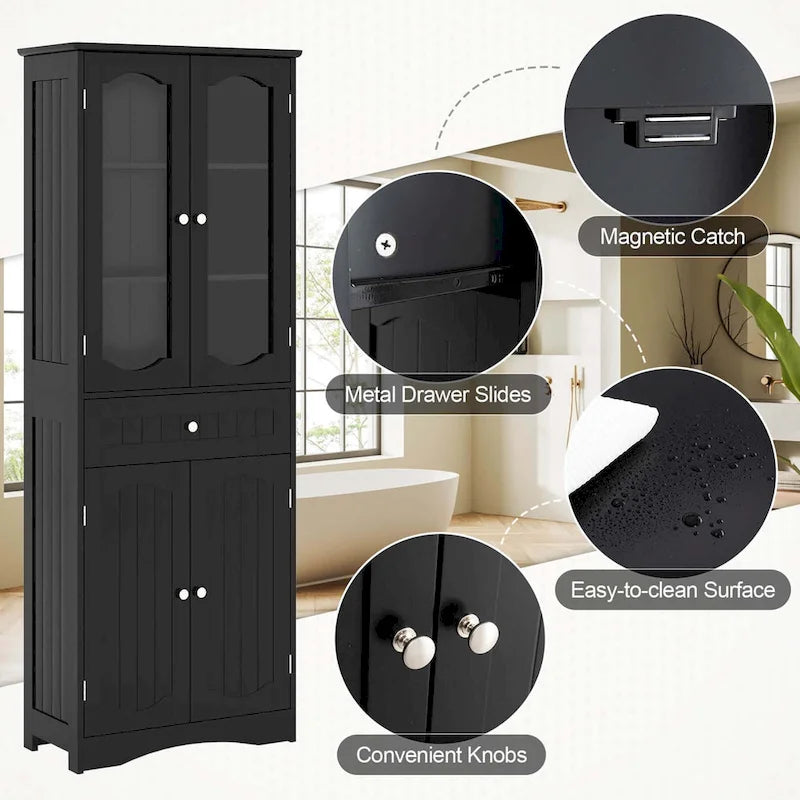 Mobile bagno alto 63" Costway con ante in vetro temperato regolabile - Vedi dettagli